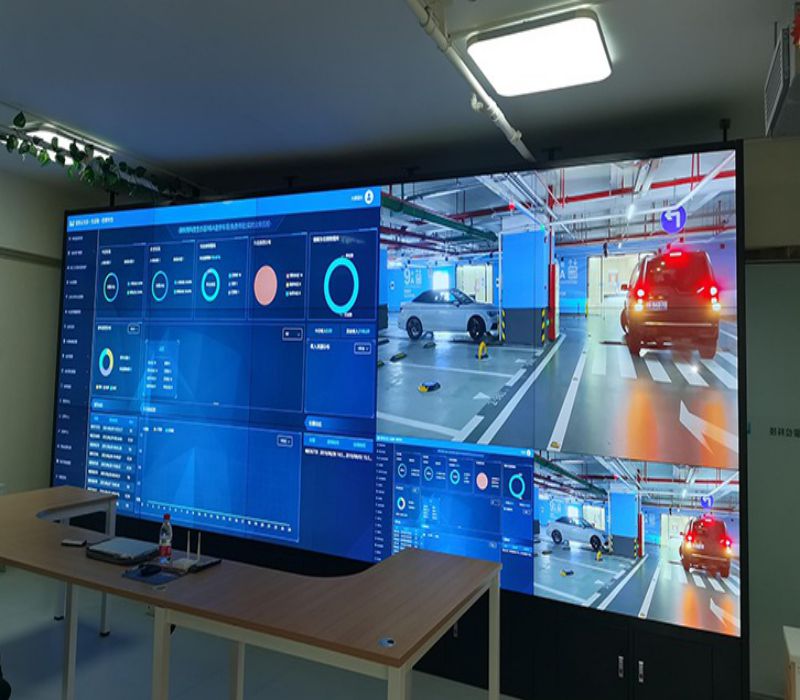地下停車場監控系統55寸液晶拼接屏3.5mm